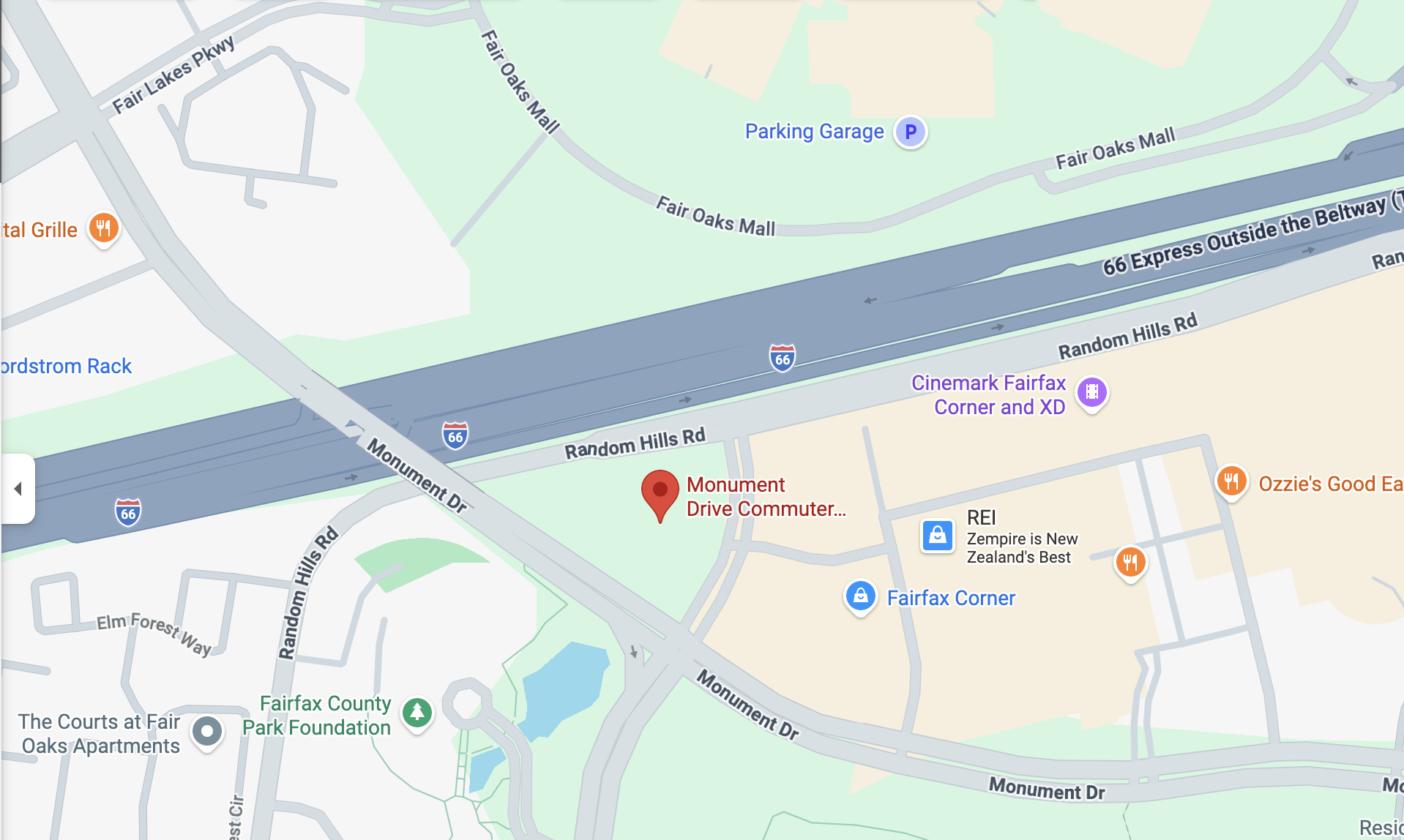 Map showing the Monument Drive slug line location.
